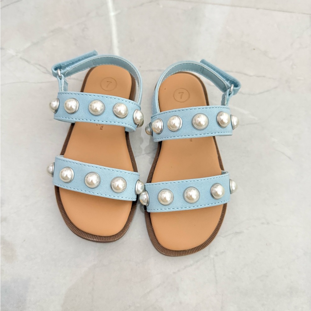 Cat & Jack Light Blue Kids Sandals with Pearl Accents